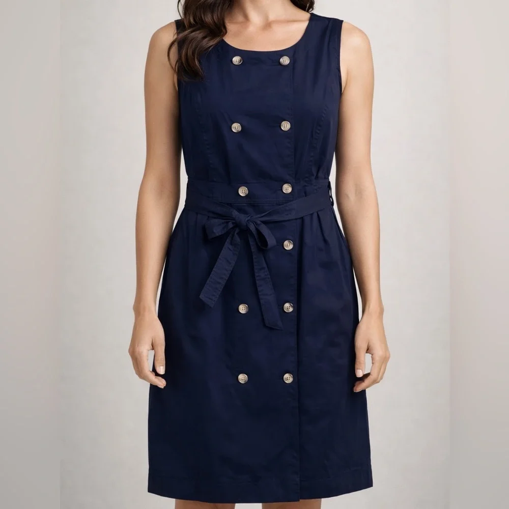 JCrew Navy Sleeveless Trench Dress